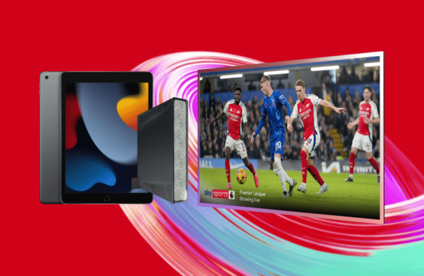iPad, TV, and set-top box bundle.