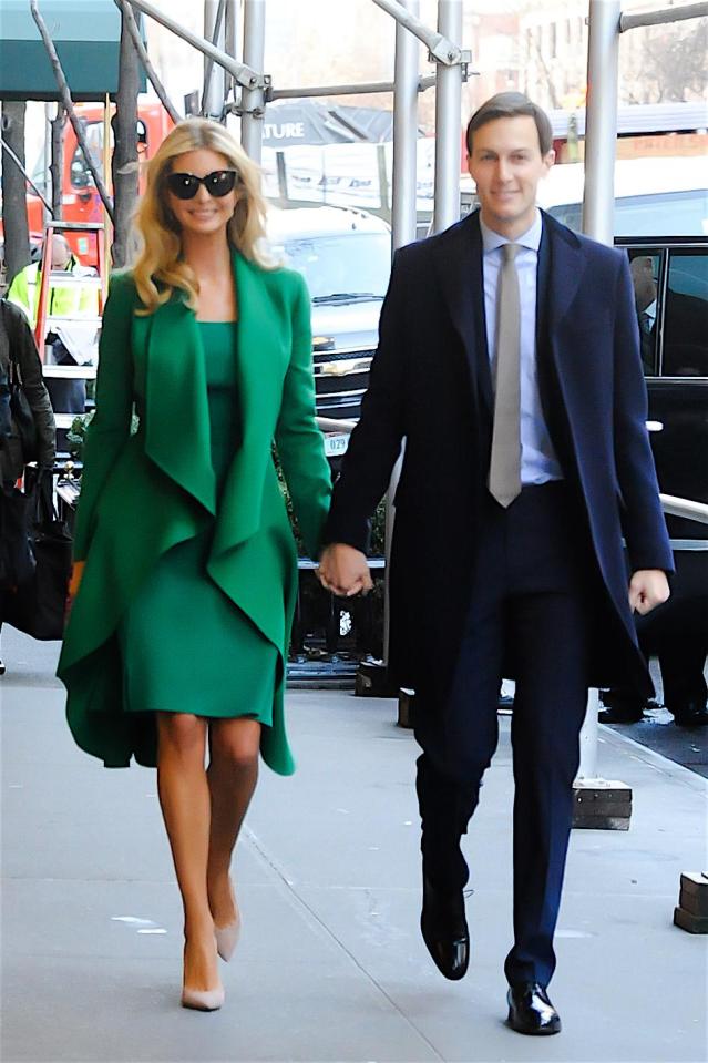 Ivanka Trump and her husband, Jared Kushner are seen walking in New York on January 19