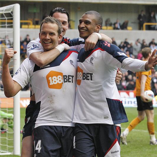 BOLT FROM THE BLUE ... Kevin Davies completes the turnaround