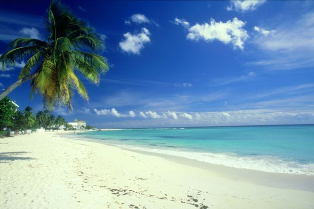 Tropical waters ... Bajan holiday a far cry from flooding in Northern England