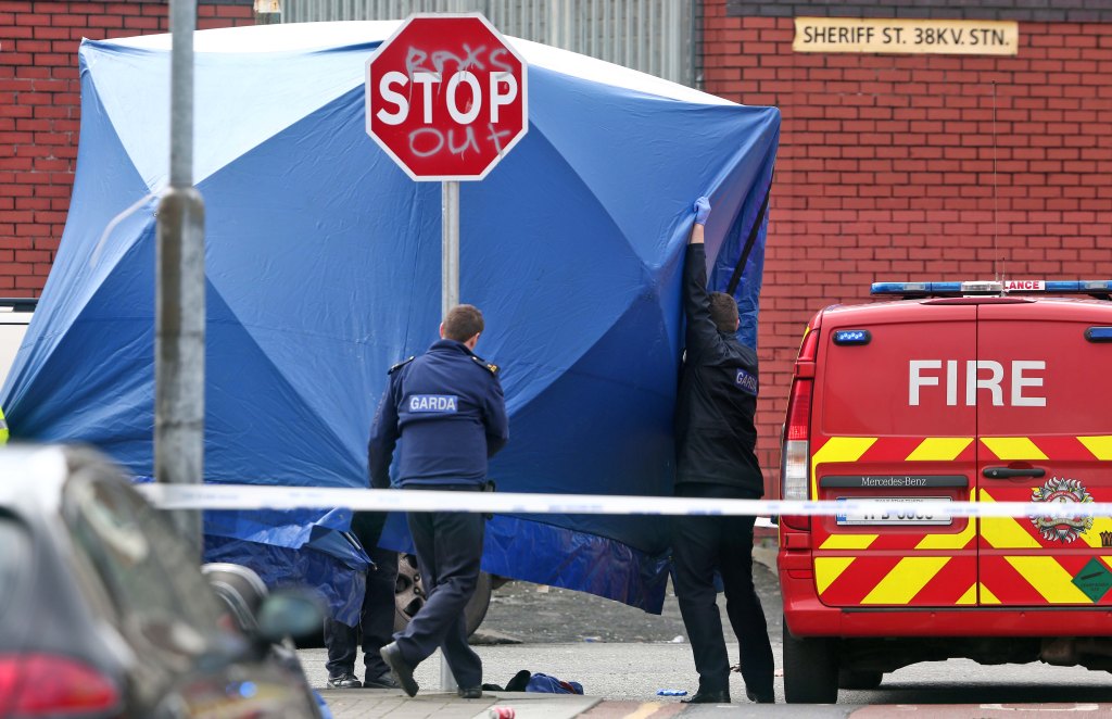 Gardai continue to investigate the shooting which took place at the junction of Sheriff St and oriel St at around 12.30pm