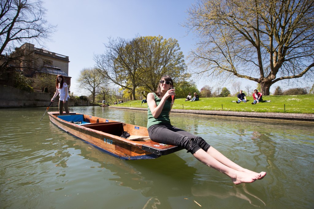 Yesterday tourists went for a punt on the River Cam on what was the hottest day of the year so far