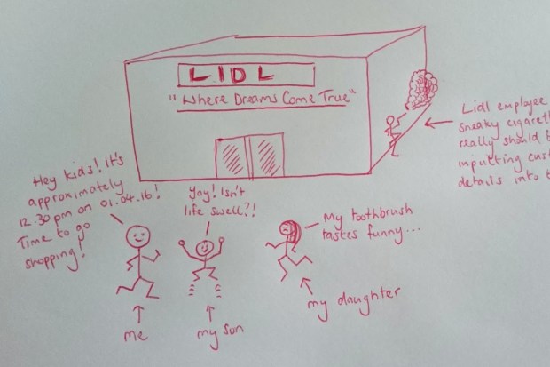 Frustrated motorist Steve Crowley used this stick drawing to overturn a parking ticket he was given for parking in the Lidl car park