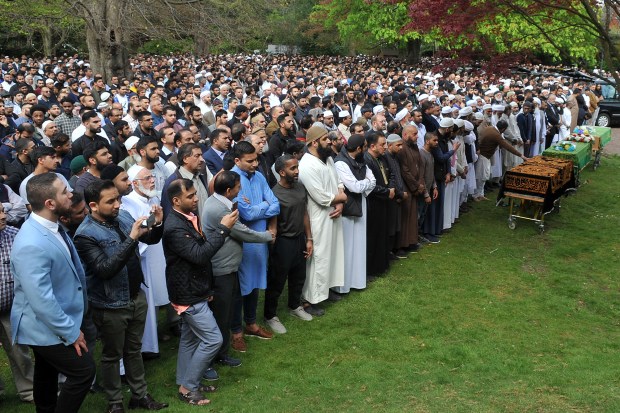 Mourners flooded the grounds of Victoria Park Mosque and the Muslim Heritage Centre in Manchester