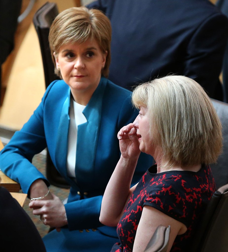 Tears . . . Shona weeps next to SNP leader Nicola Sturgeon