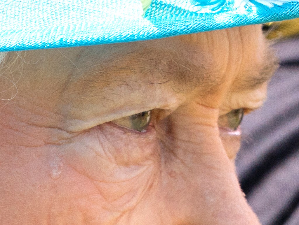 Feeling emotional...the Queen wiped away a single tear with a gloved hand