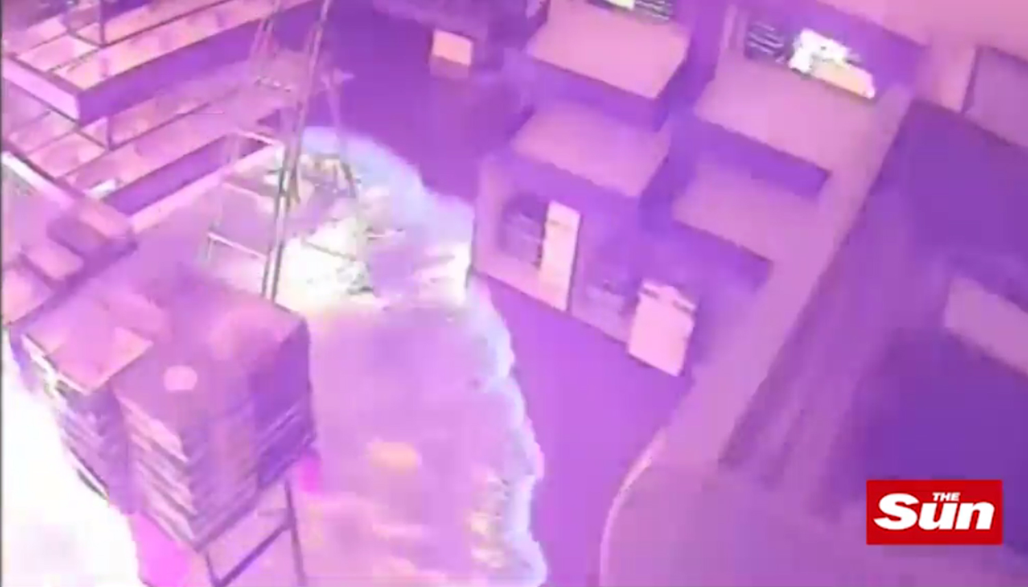 A wave of flames engulfs the kitchen destroying thousands of pounds worth of equipment and food