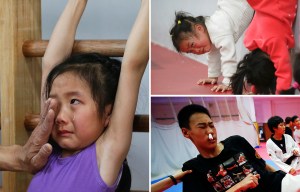Distressing photos show children in tears during hardcore PE lessons at China's gold medal 'factories'