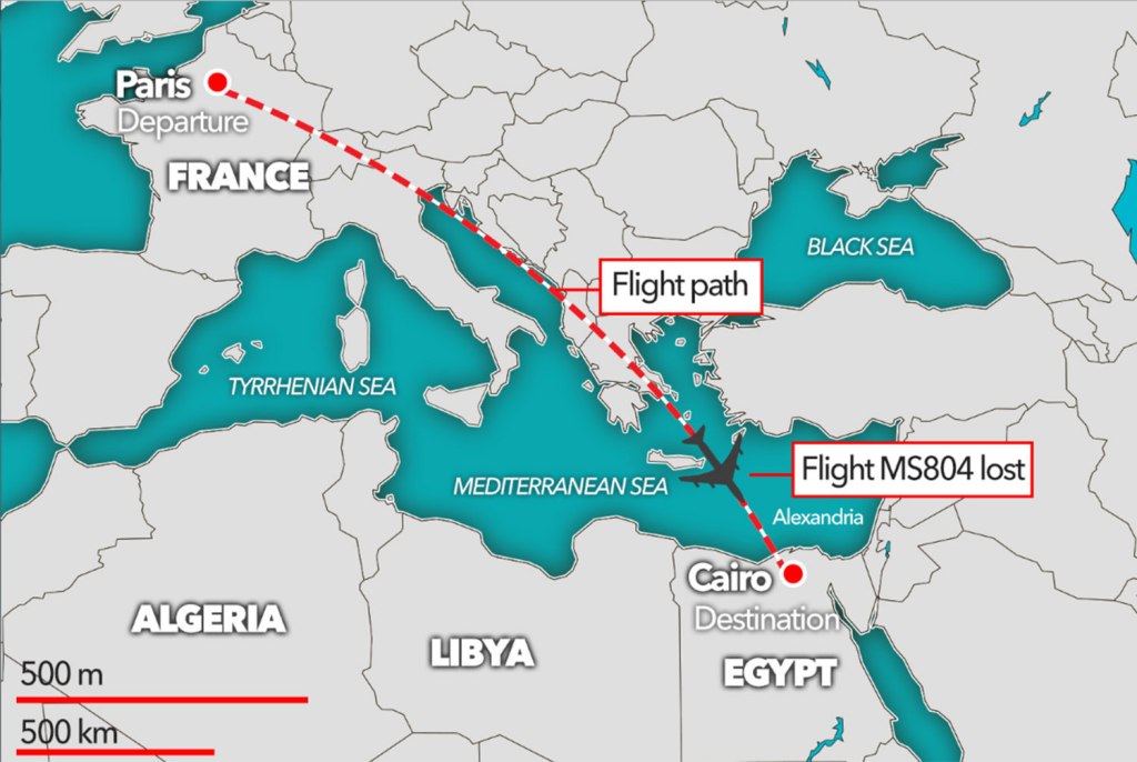 EgyptAir flight flight MS804 flight path