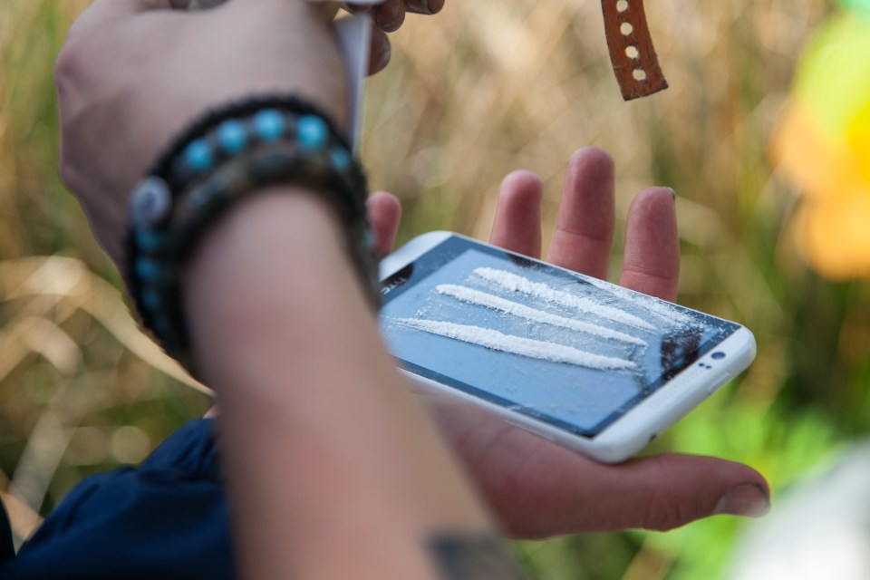 Class A party...Ravers made no attempt to hide the white lines of various drugs lined up on iPhones