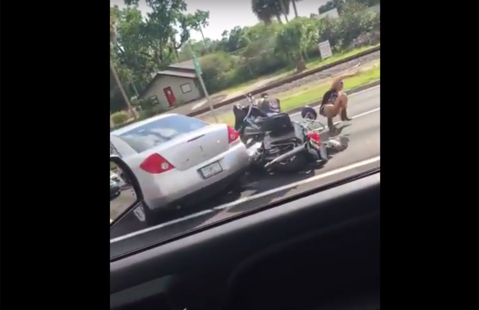 Motorbike car crash