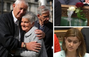 MPs place roses in Jo Cox's empty Commons seat as parents grieve at Parliament memorial