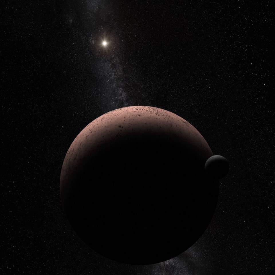 An artist's impression of Makemake and its moon