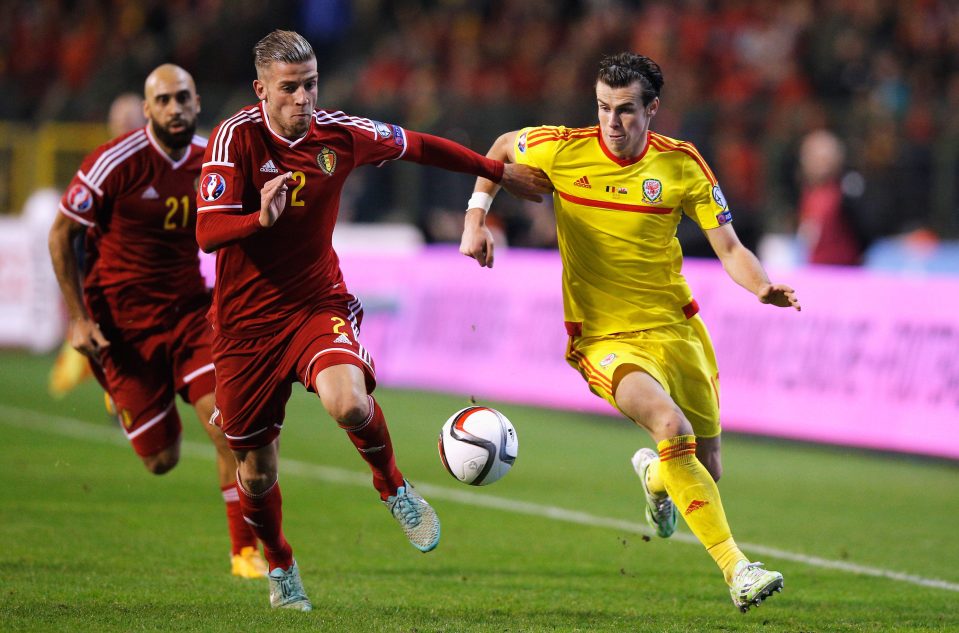 Gareth Bale in action for Wales against Belgium in Brussels