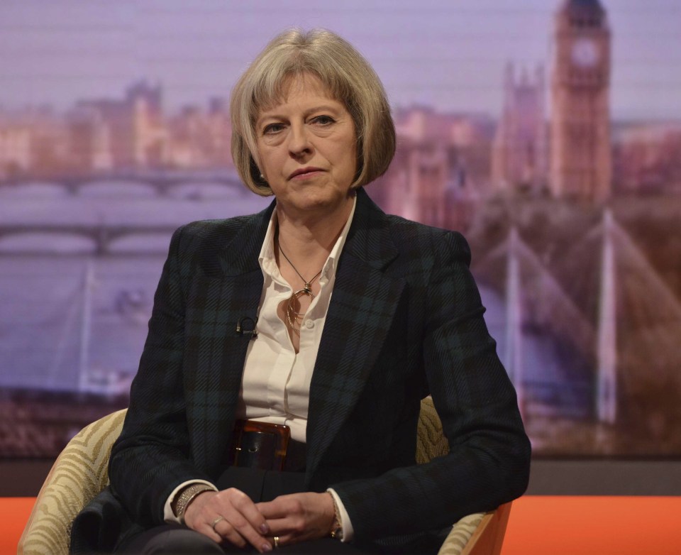 Britain's Home Secretary Theresa May appears on the BBC's Andrew Marr Show, in this photograph received via the BBC in London