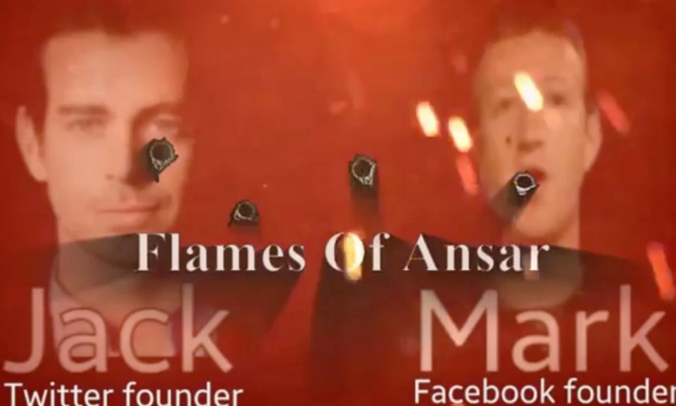 ISIS released bullet-ridden poster of twitter founder Jack Dorsey and facebook founder Mark Zuckerberg