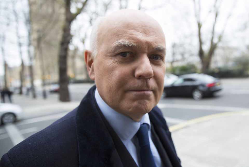 Britain's former Secretary for Work and Pensions, Iain Duncan Smith, arrives for a television interview in London