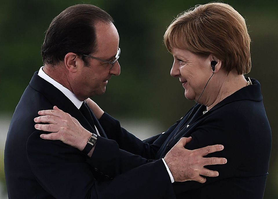 Francois Hollande and Angela Merkel