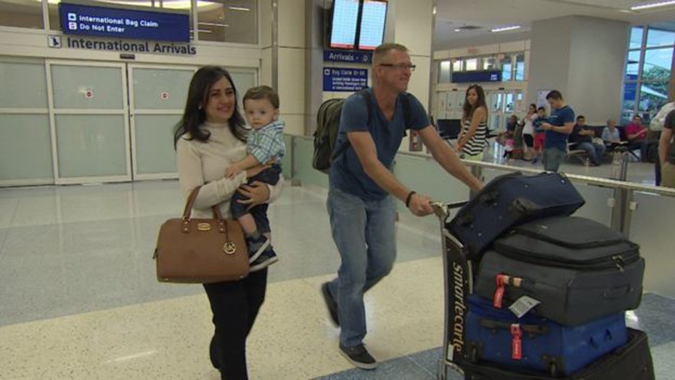 The couple were ecstatic after finally returning to their home country