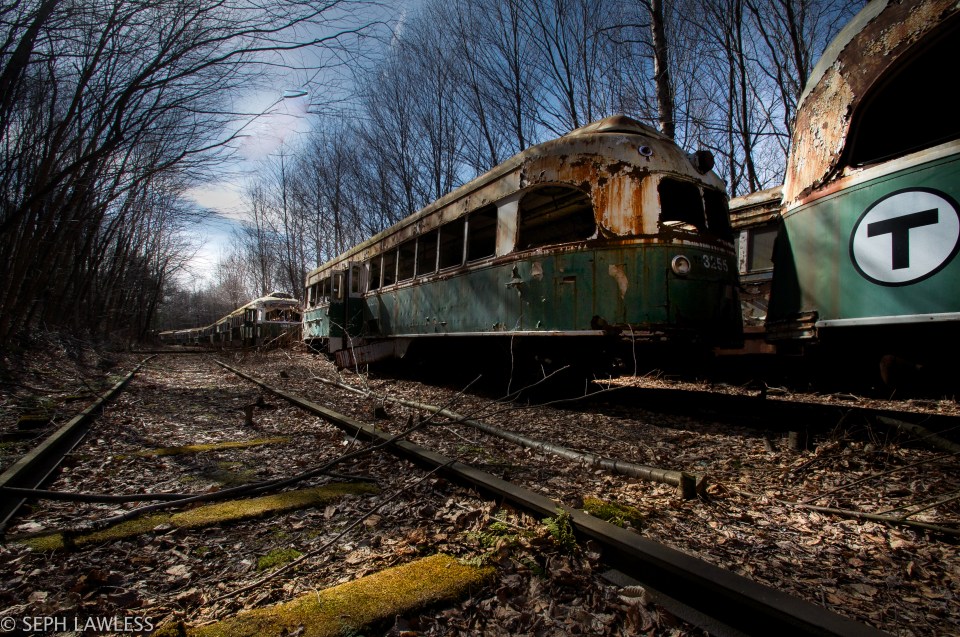 Among his dozens of photos are snaps of disused trains, still on their original tracks