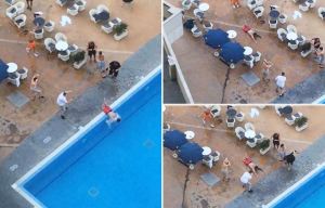 Boozy Brit covers himself in suncream and slides 40ft along CONCRETE grazing arms and legs