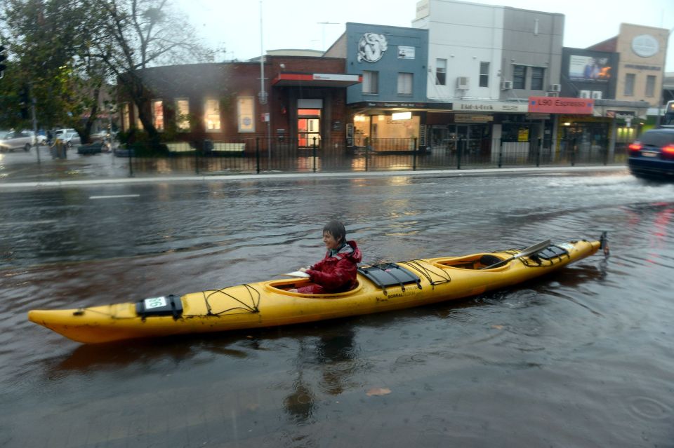 The conditions saw some locals in Tasmania, Victoria and New South Wales resorts to canoes as a method of travel