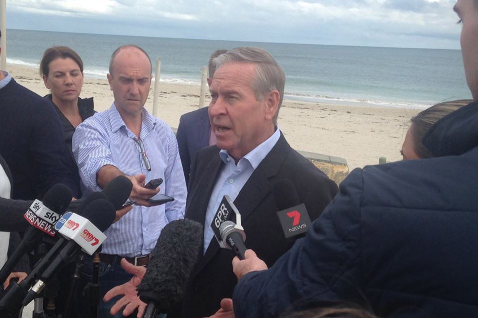 Western Australia's Premier Colin Barnett speaks to media after the fatal shark attack