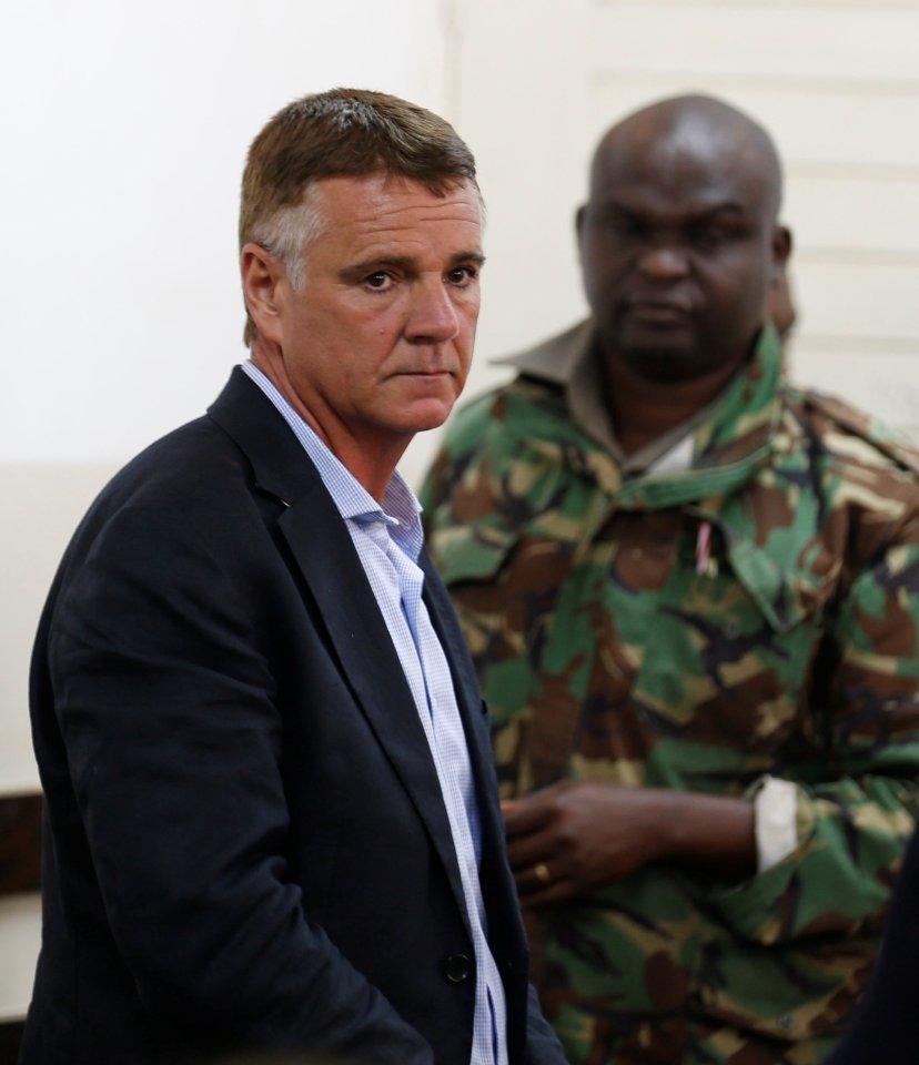 British businessman Alden arrested on suspicion of the murder of Kinyanjui at his house in Karen, stands inside the dock at the Kibera Law Courts outside the Nairobi, Kenya