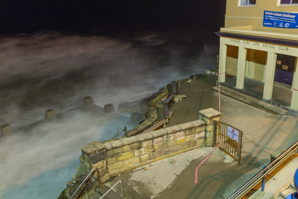 Australia - Coogee Bay Life Saving Club battered by big overnight waves
