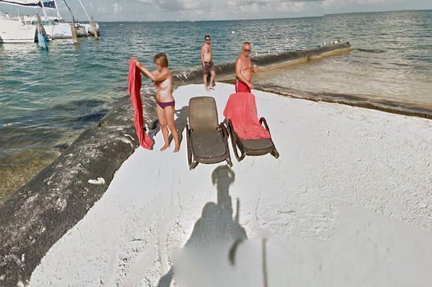Caught on camera... This woman was photographed by a passing Google Street View car