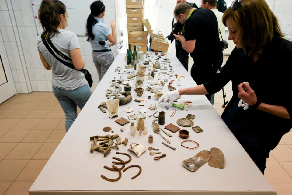 Belongings of the former Nazi death camp of Auschwitz-Birkenau prisoners are presented during a news conference at the Auschwitz Birkenau State Museum in Oswiecim