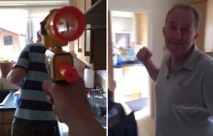 This lad shoots his dad with a Nerf gun every day… and the video of his rising fury is hilarious