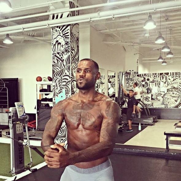 LeBron James works out