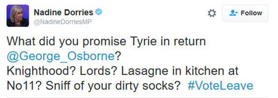 Nadine Dorries Tyrie