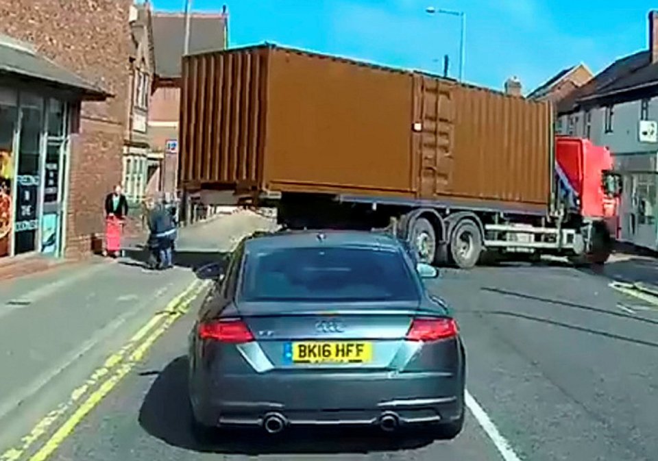 Eyewitnesses recoiled in horror as the lorry driver swung on to the pavement towards pedestrians
