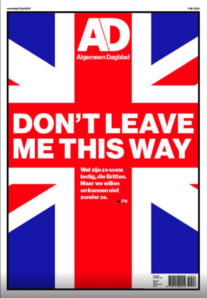 The front page of the AD newspaper