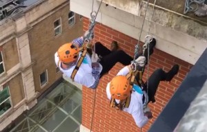 Watch Gogglebox's Steph and Dom complete terrifying charity abseil