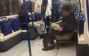 London Underground commuter spotted sitting on an ARMCHAIR during commute