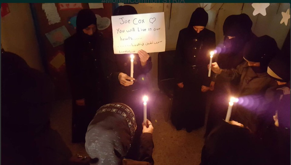 Vigil in WomenNow center in besieged areas in Syria to remember Jo Cox
