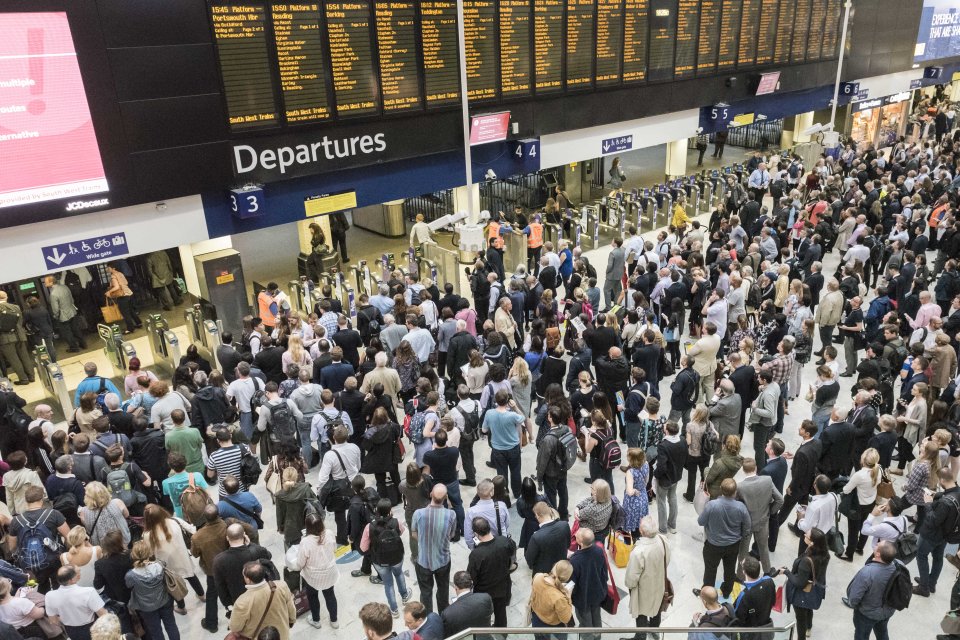 Commuter Chaos at Waterloo Station London