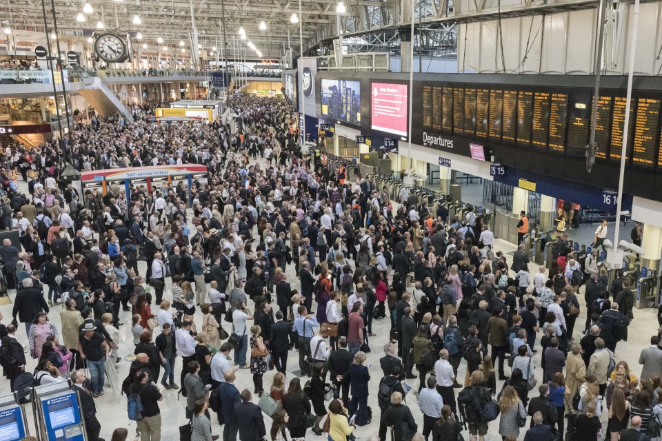 Commuter Chaos at Waterloo Station London