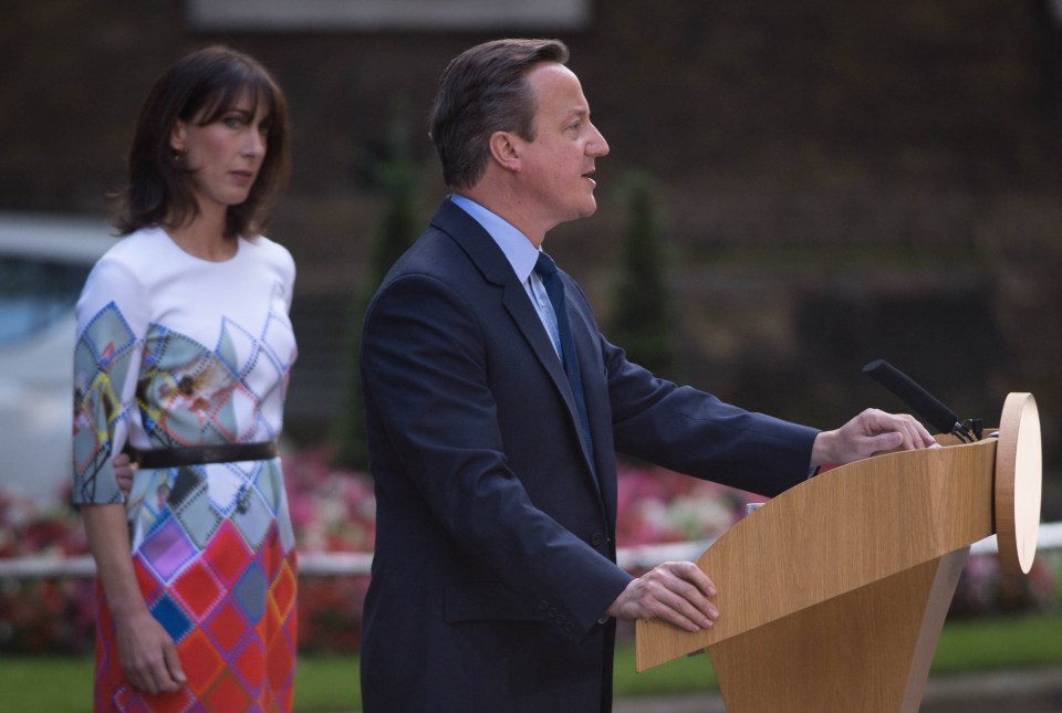As Cameron's voice cracked during his emotional speech, Samantha looked tearful from the sidelines