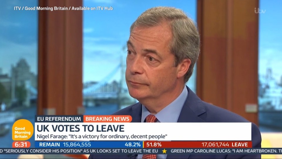Farage likened Brexit to the fall of the Berlin Wall