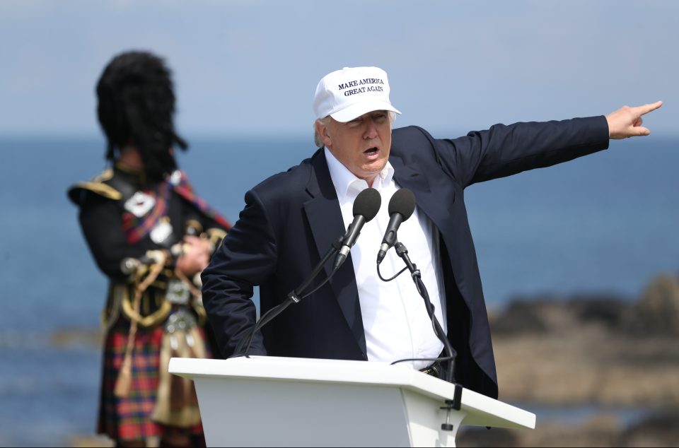 Donald Trump was in Scotland for the reopening of the refurbished golf course at his Turnberry Hotel resort