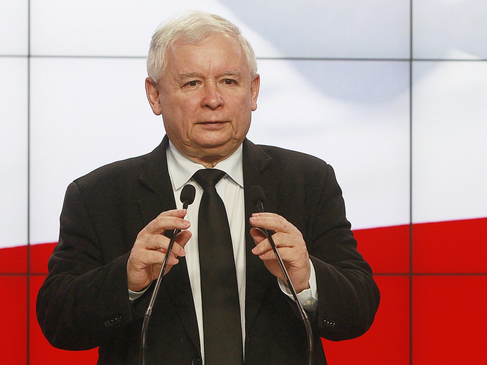 The leader of Poland's ruling party Jaroslaw Kaczynski tells a news conference in Warsaw, Poland, Friday, June 24, 2016, that Britain's decision to leave the European Union makes it clear the bloc needs a new treaty 