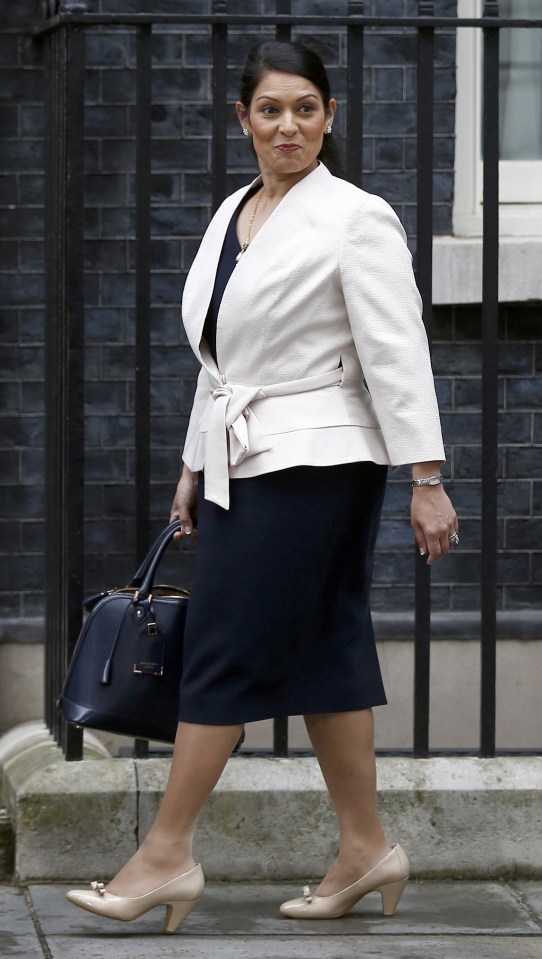 British Member of Parliament, Priti Patel arrives in Downing Street in central London