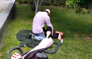 Couple caught having sex in the middle of a New York park in front of horrified families