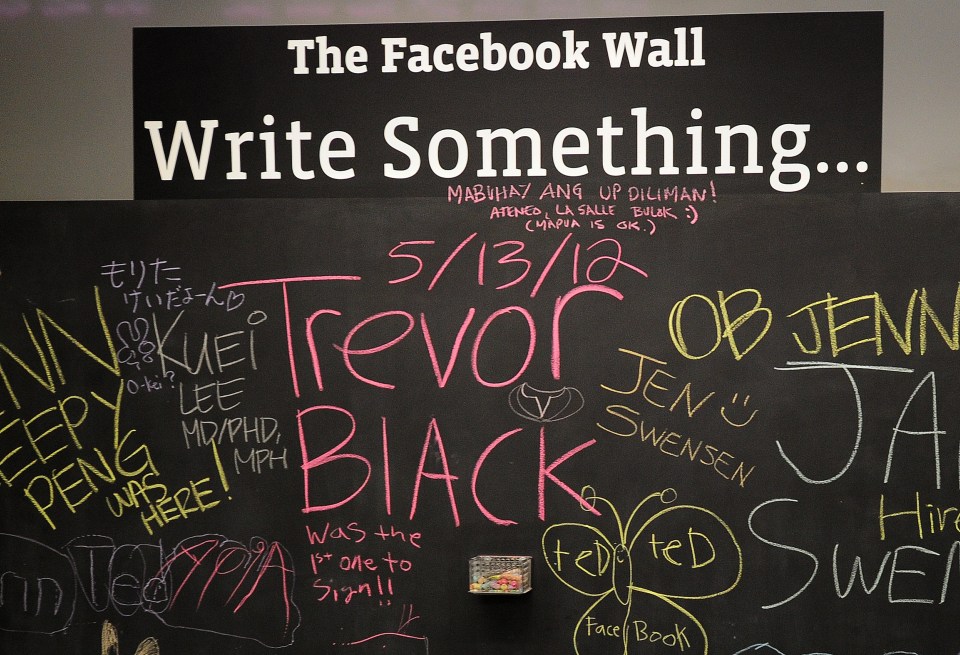 The Facebook Wall chalkboard encourages