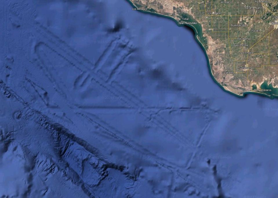 This strange pattern in the Gulf of California can be seen on Google Maps 