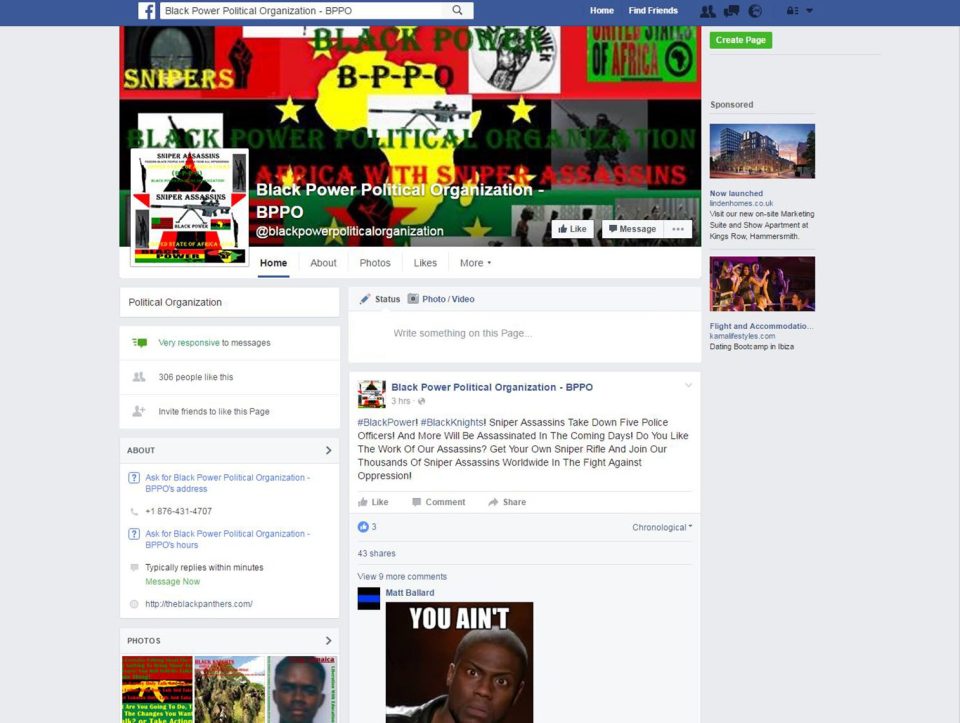 The group's Facebook page has since been deleted from the social media site
